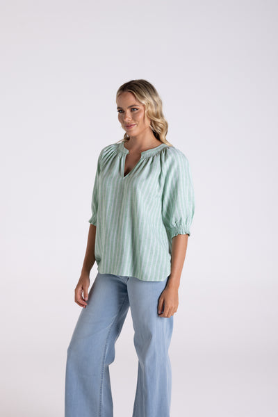 linen viscose stripe top