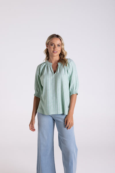 linen viscose stripe top