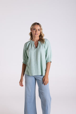 linen viscose stripe top