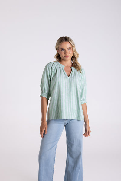 linen viscose stripe top