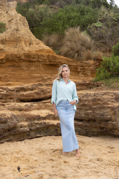 linen viscose stripe shirt