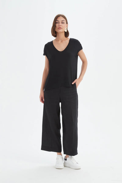 25T3700 deep v cap sleeve tee