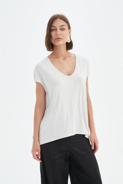 25T3700 deep v cap sleeve tee
