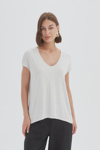 25T3700 deep v cap sleeve tee