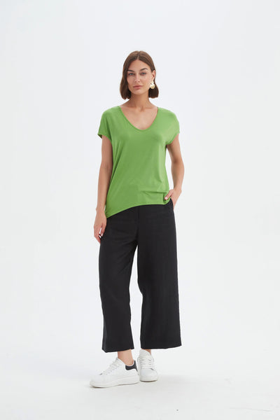 25T3700 deep v cap sleeve tee