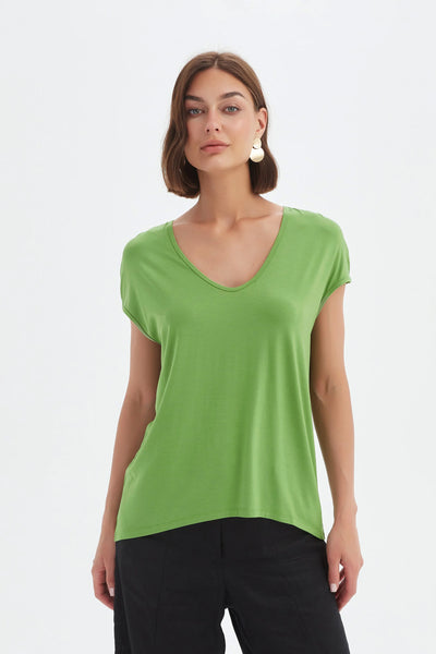 25T3700 deep v cap sleeve tee